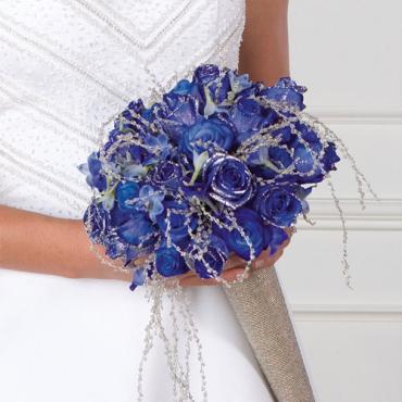 Glittered Blue-Dyed Rose Bouquet