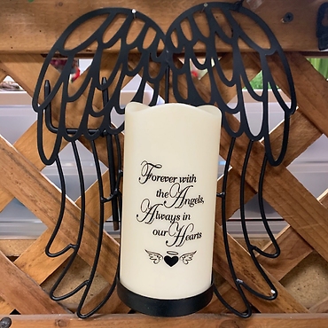 Memorial Angel Wings Stake with LED Candle