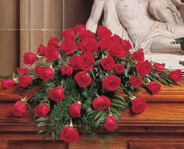 Blooming Red Roses Casket Spray